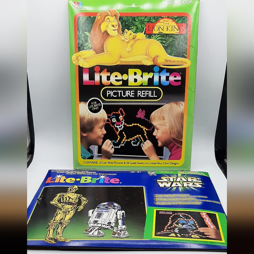 Lite Brite Refill Pages Milton Bradley Lion King & Star Wars 8 Designs in Each